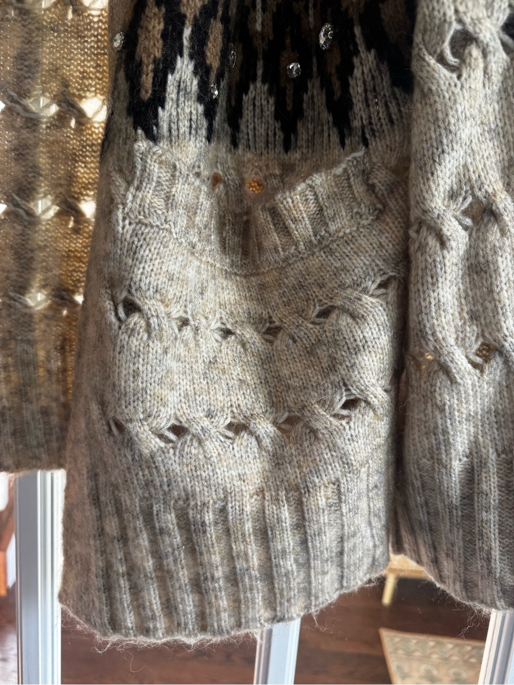 NWT Anthropologie Mare Mare Embellished Fairisle Cardigan Sweater - Picture 6 of 8